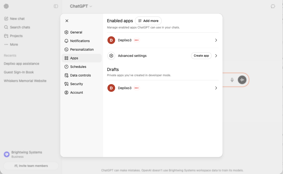 Deplixo app showing in Enabled apps list
