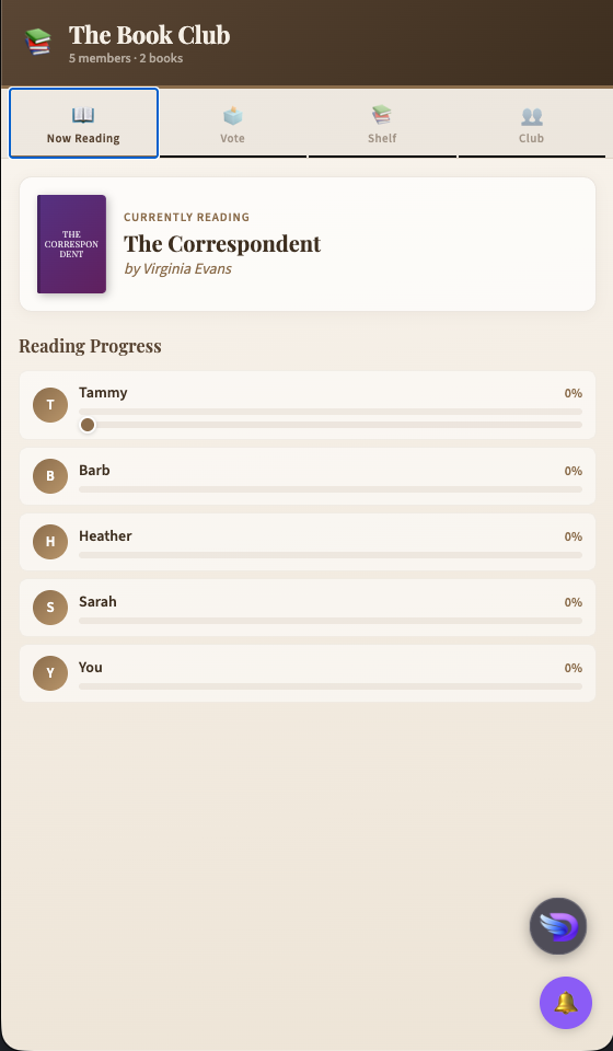 Reading tracker screenshot