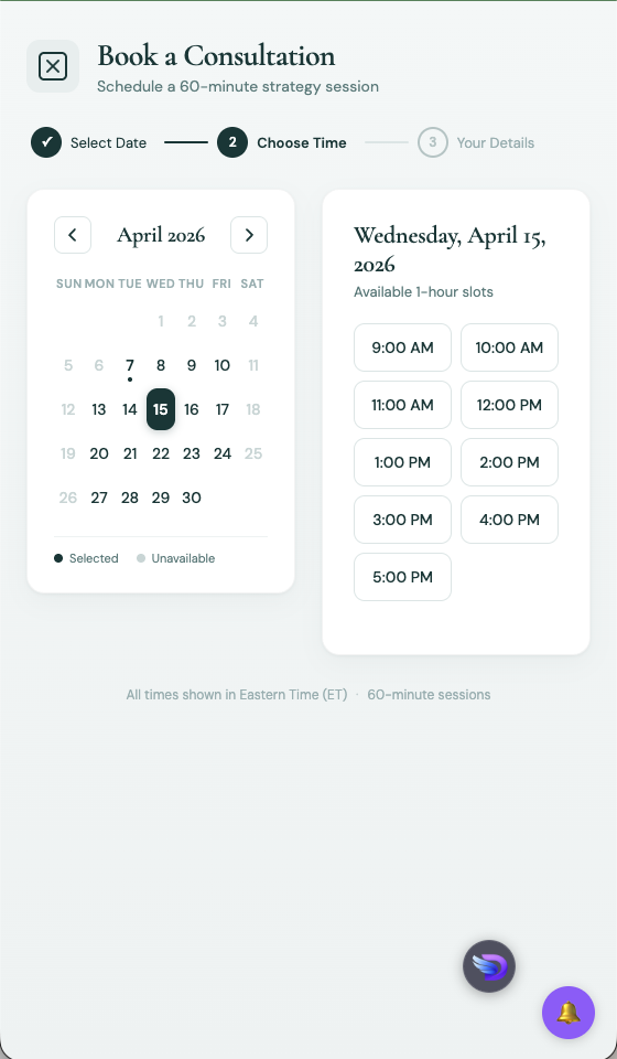 Appointment scheduler screenshot